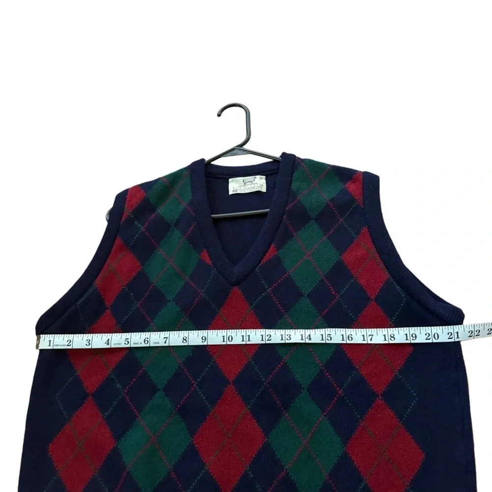 Lord Jeff Academia Preppy Scotland Lambswool Argyle Sweater Vest Blue Red Green